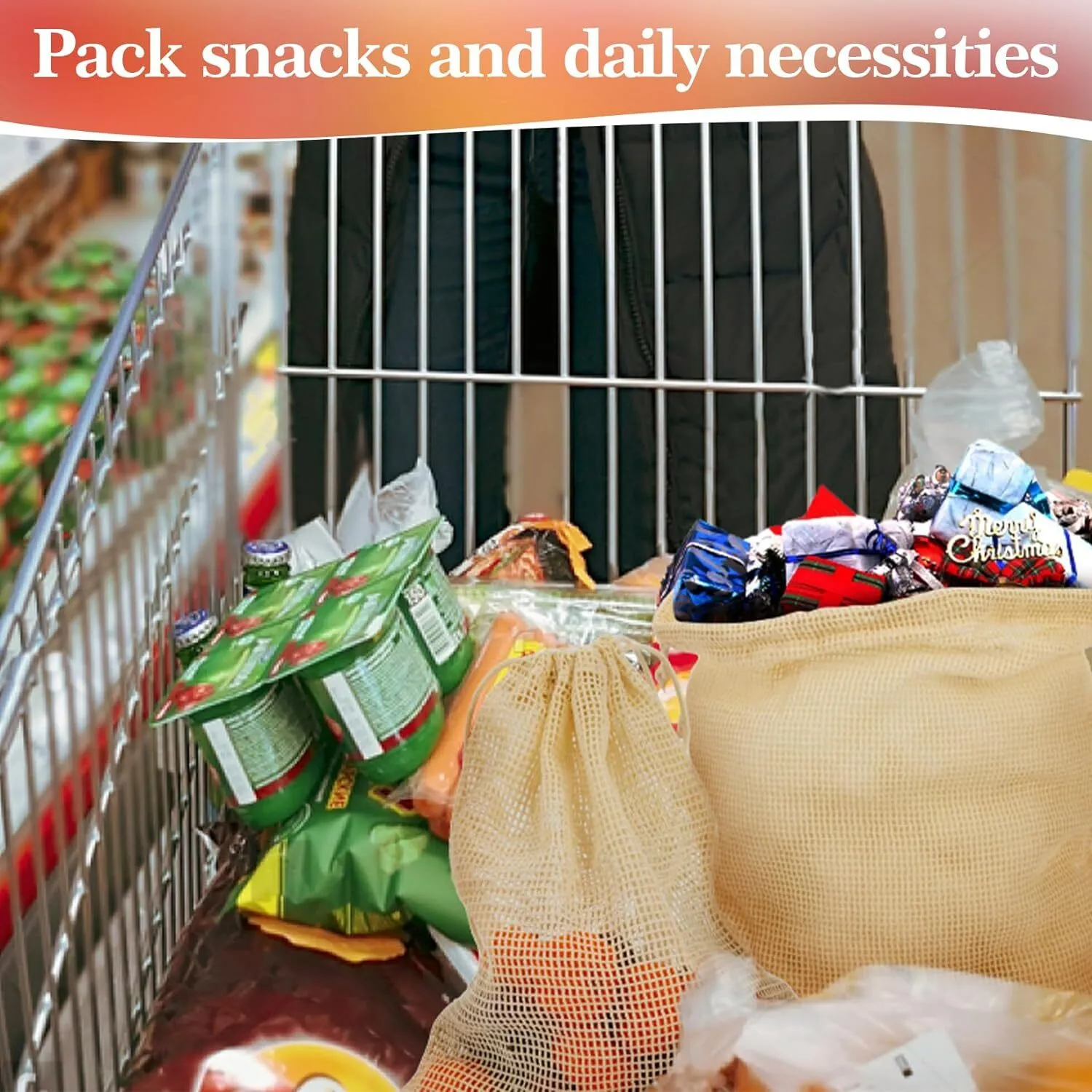 10-Pack ECOCLAND Reusable Mesh Produce Bags | Fruit & Grocery Storage | Washable Eco Bags