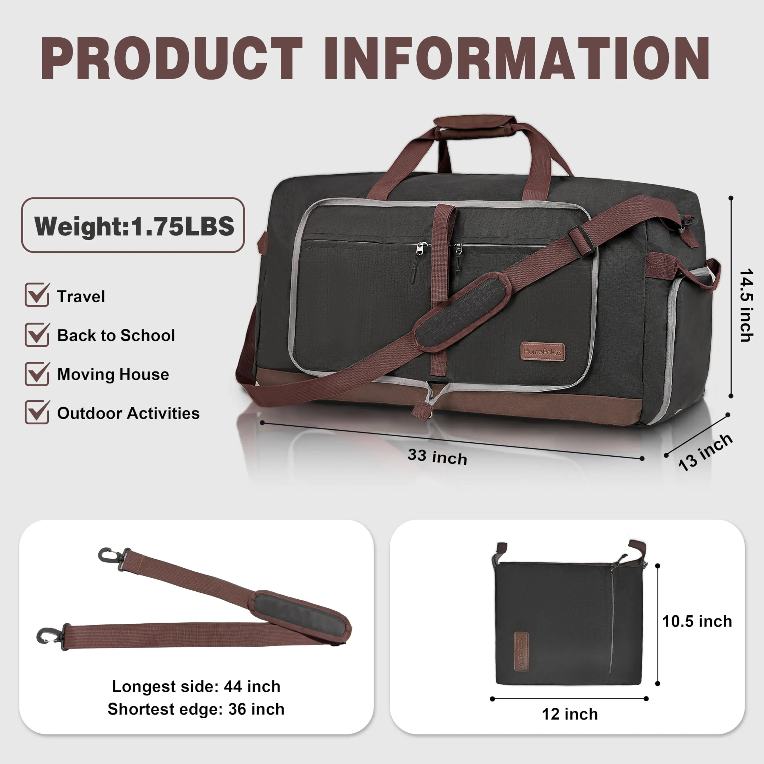 120L Waterproof Foldable Travel Duffle Bag