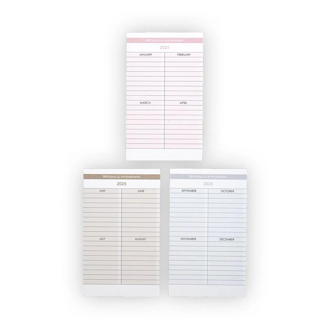 2025 Modern Weekly and Monthly 3 x 5 Calendar Cards (set of 76)