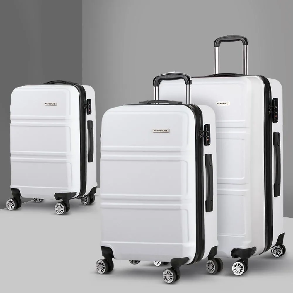 3 Piece Lightweight Hard Suit Case Luggage White