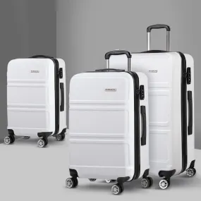 3 Piece Lightweight Hard Suit Case Luggage White