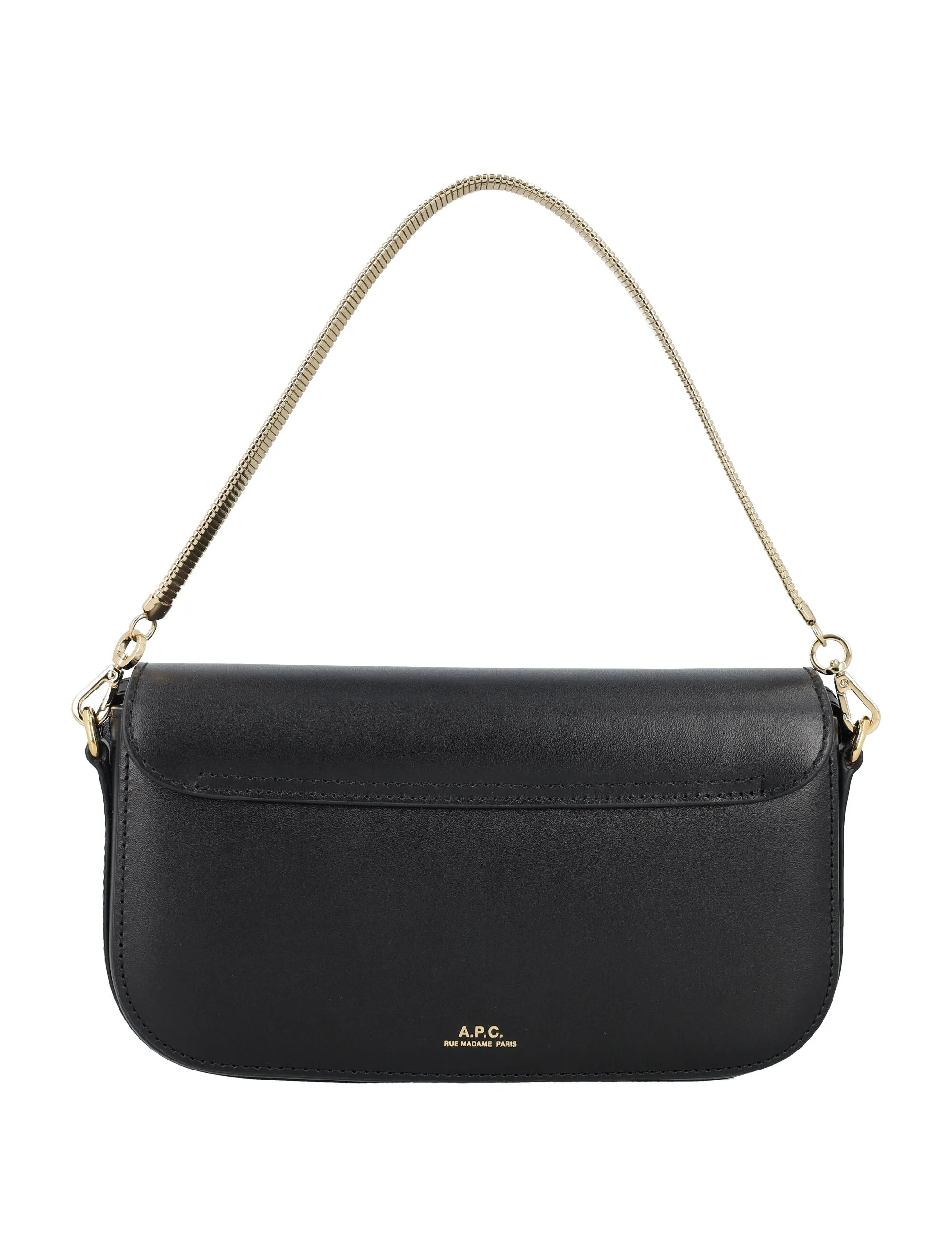 A.P.C. Elegant Leather Mini Clutch with Detachable Chain Strap - 4.3"H x 8"W x 1.6"D