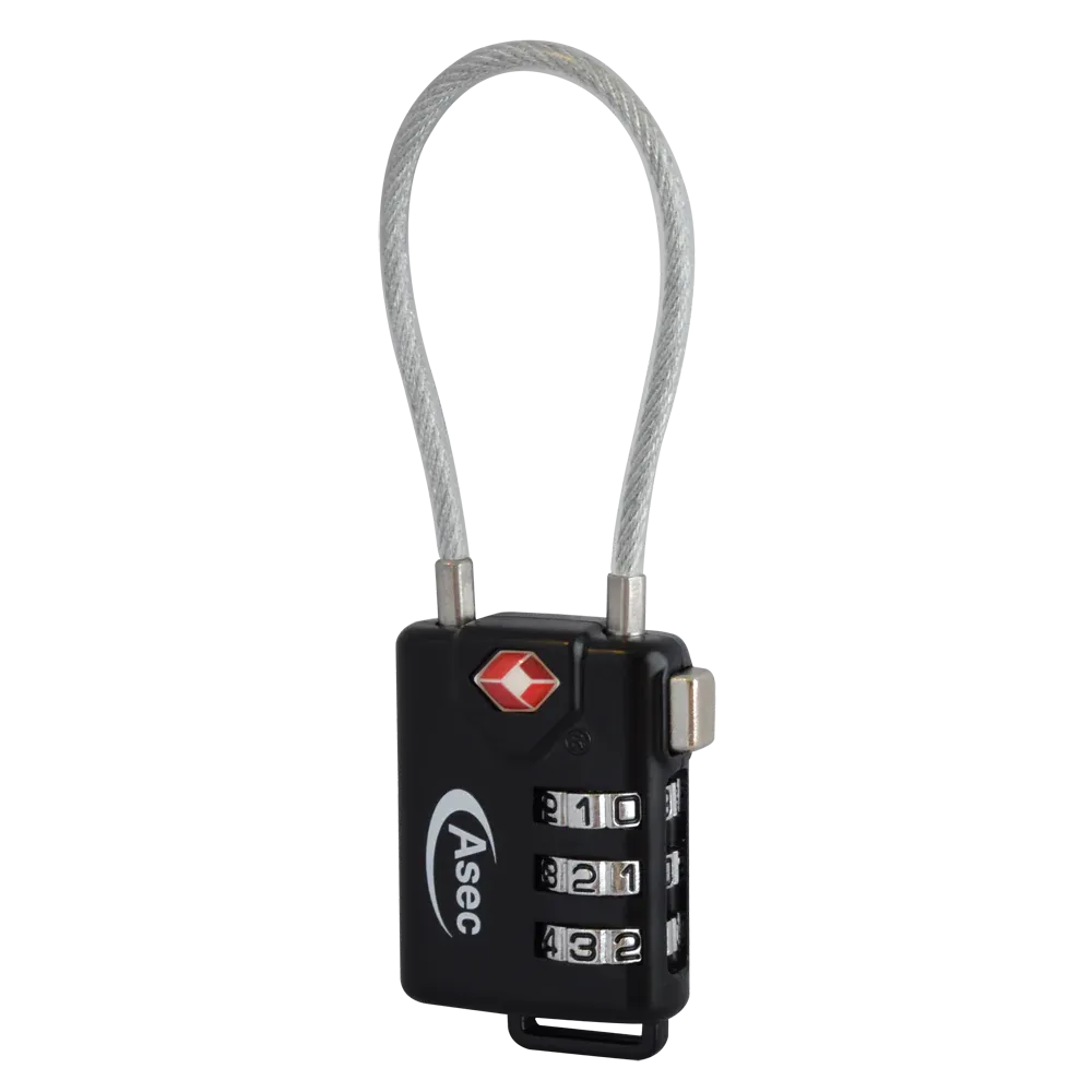 ASEC TSA Combination Luggage Cable Travel Padlock