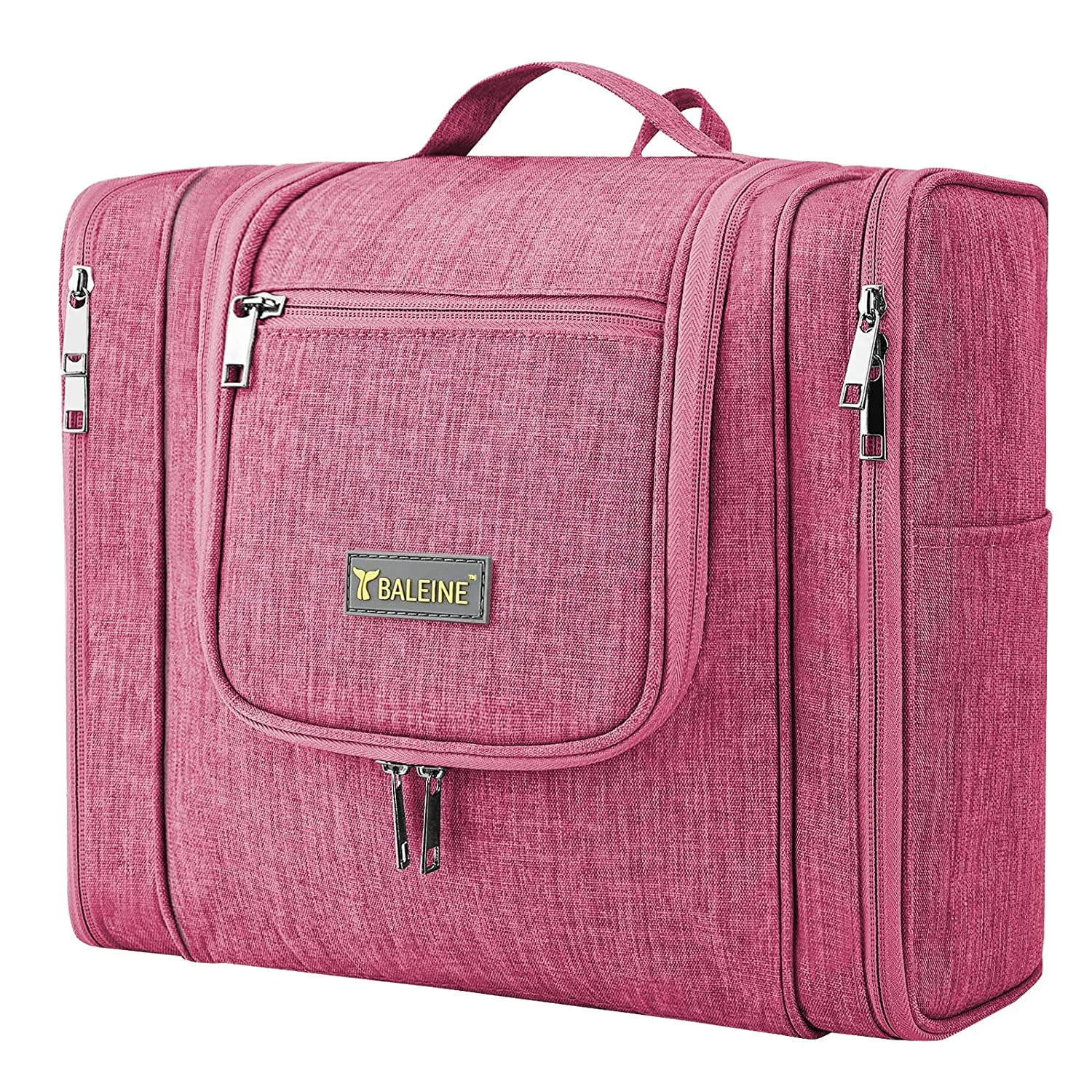 BALEINE Toiletry Bag for Women and Men, Water-Resistance Cosmetic Bags Makeup Organizer for Toiletries with Hanging Hook (Extra Large, Pink)