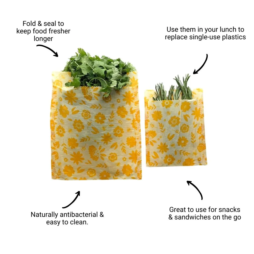Beeswax Food Storage Bag Set (Classic Kitchen Print)