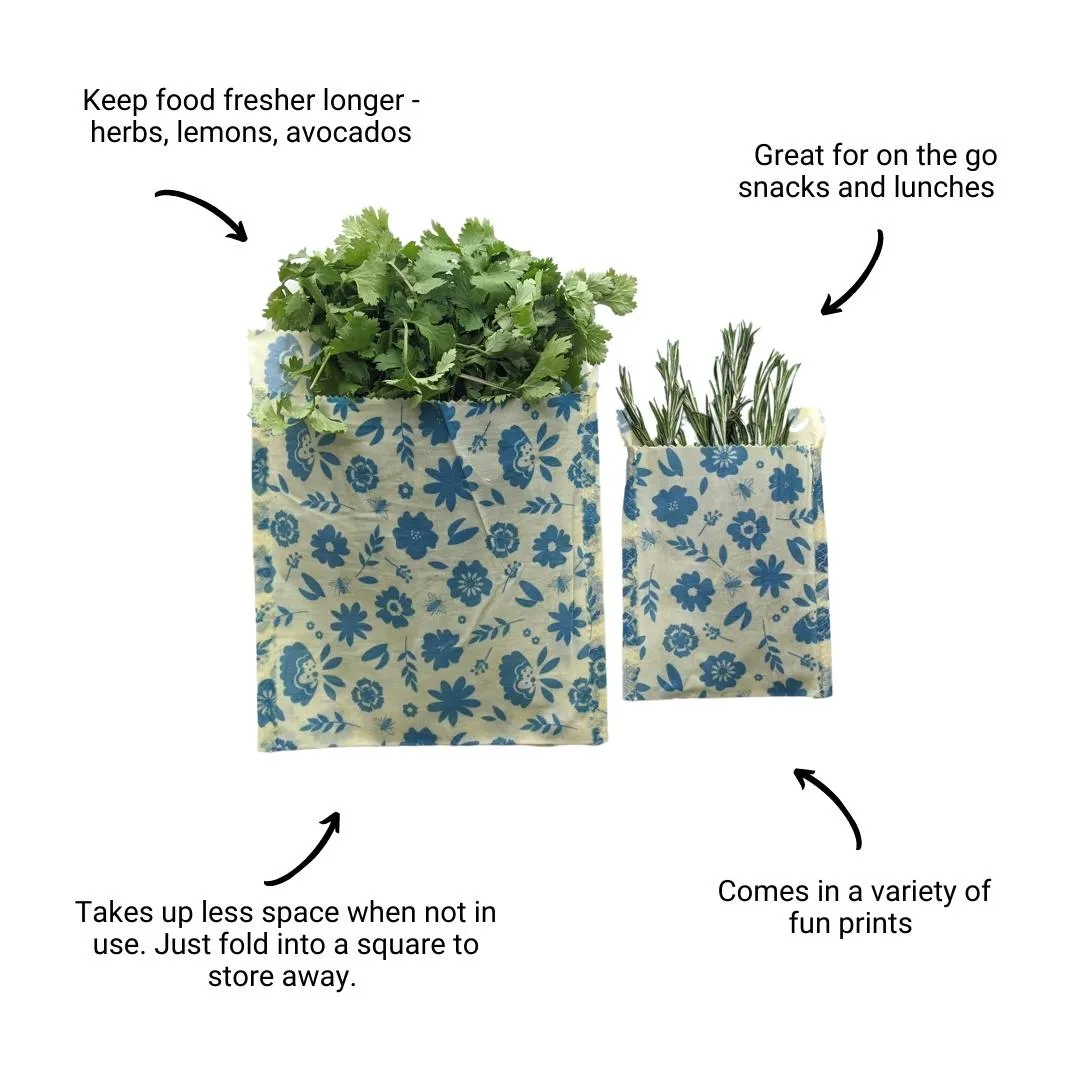 Beeswax Food Storage Bag Set (Classic Kitchen Print)