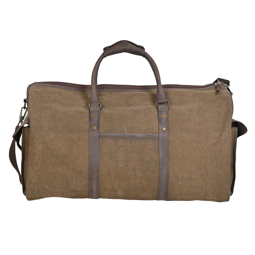 Canvas Duffle Bag with Leather Accents