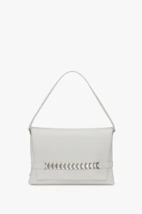 Chain Pouch with Brushed Silver Chain In White