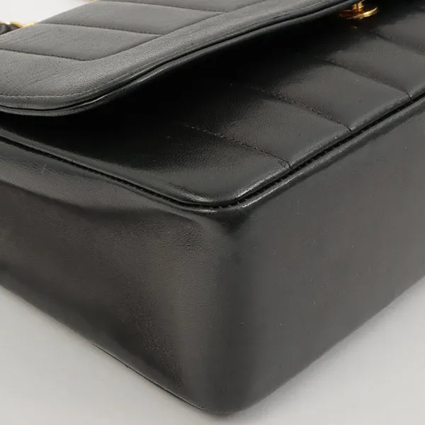 Chanel Around 1998 Made Mademoiselle Stitch Turn-Lock Chain Bag Black
