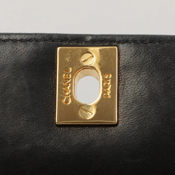 Chanel Around 1998 Made Mademoiselle Stitch Turn-Lock Chain Bag Black