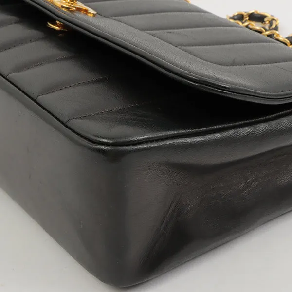 Chanel Around 1998 Made Mademoiselle Stitch Turn-Lock Chain Bag Black