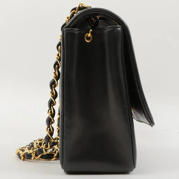 Chanel Around 1998 Made Mademoiselle Stitch Turn-Lock Chain Bag Black