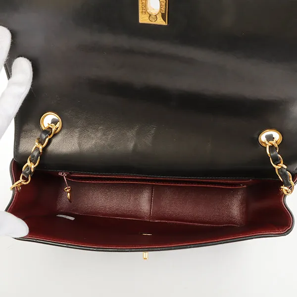 Chanel Around 1998 Made Mademoiselle Stitch Turn-Lock Chain Bag Black