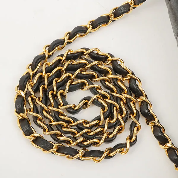 Chanel Around 1998 Made Mademoiselle Stitch Turn-Lock Chain Bag Black