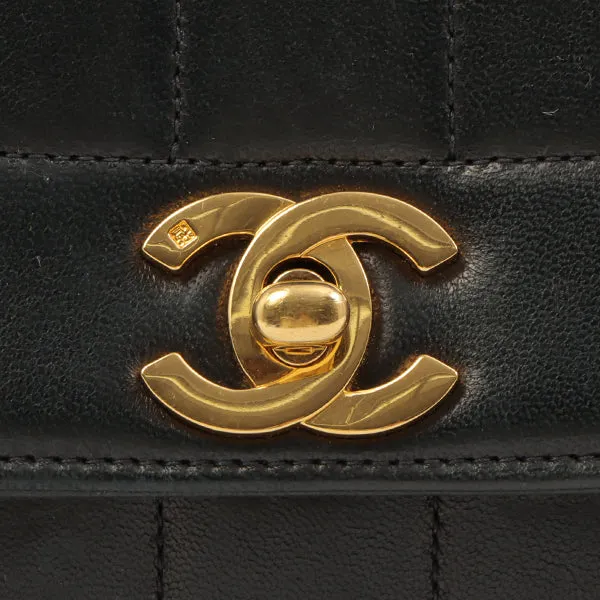 Chanel Around 1998 Made Mademoiselle Stitch Turn-Lock Chain Bag Black