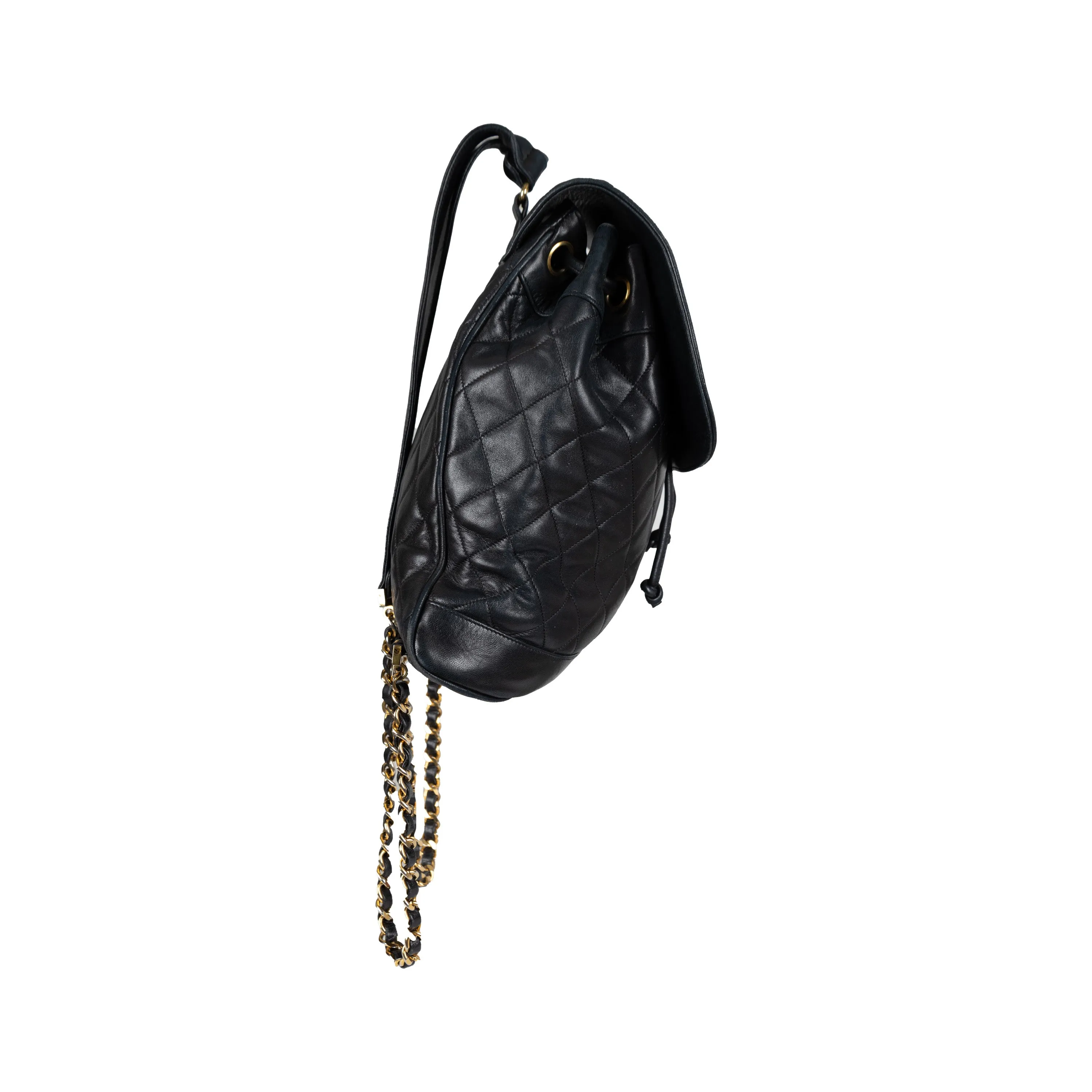 Chanel Vintage Quilted Lambskin Drawstring Backpack - '90s