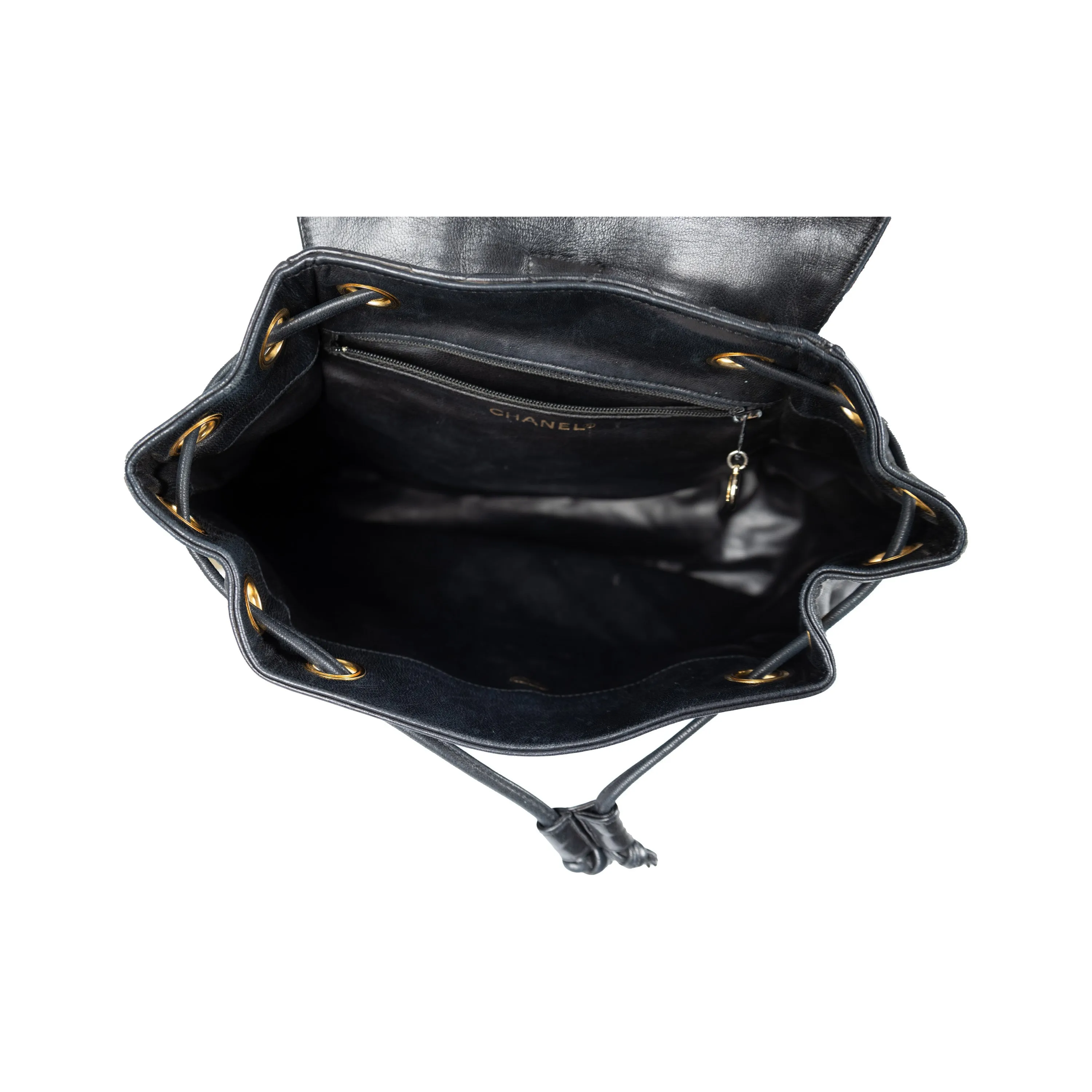Chanel Vintage Quilted Lambskin Drawstring Backpack - '90s