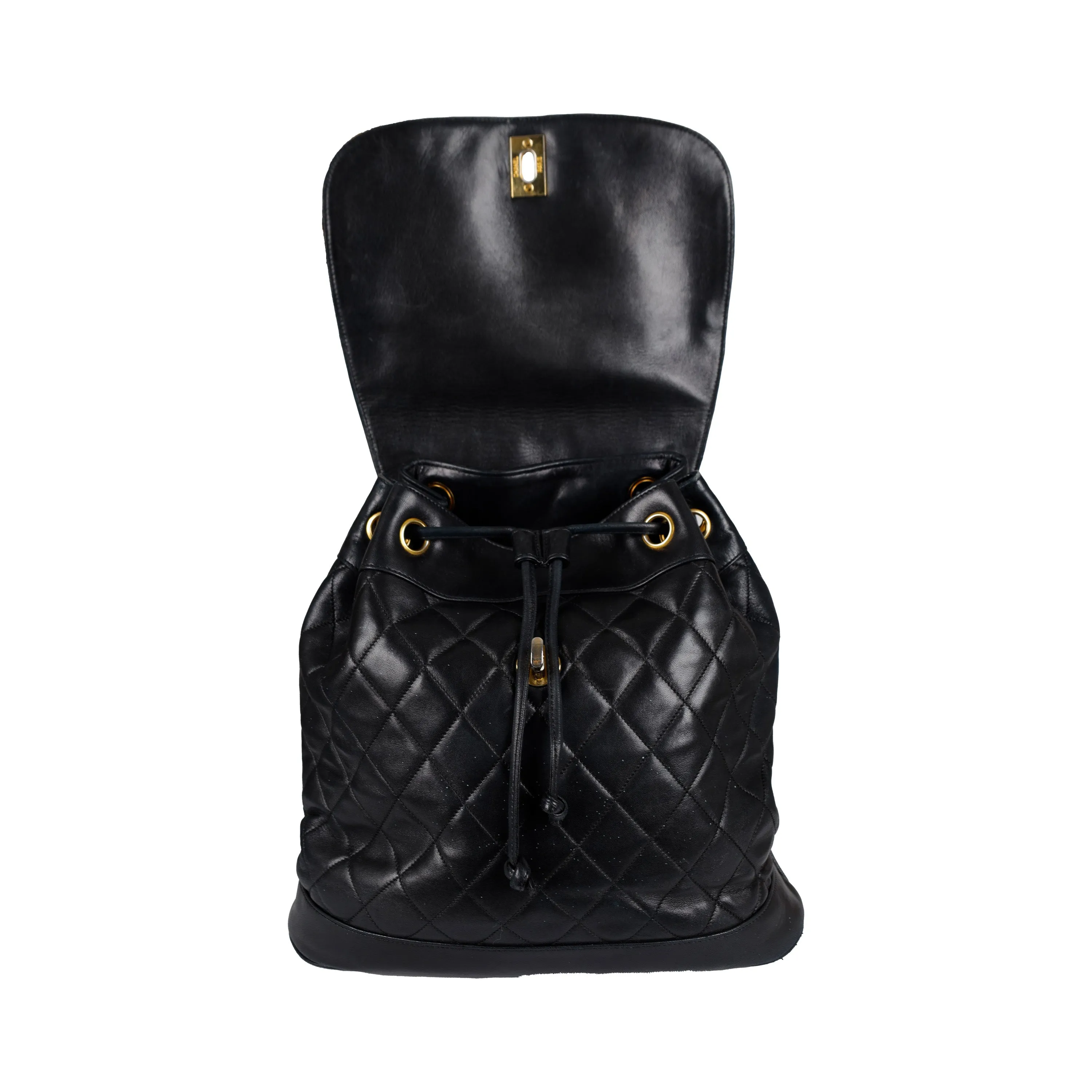 Chanel Vintage Quilted Lambskin Drawstring Backpack - '90s