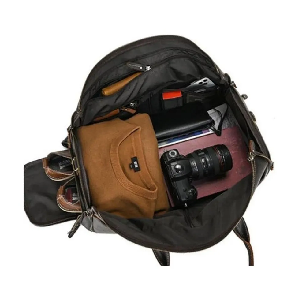 Classic Garment Leather Brown Duffle Bag