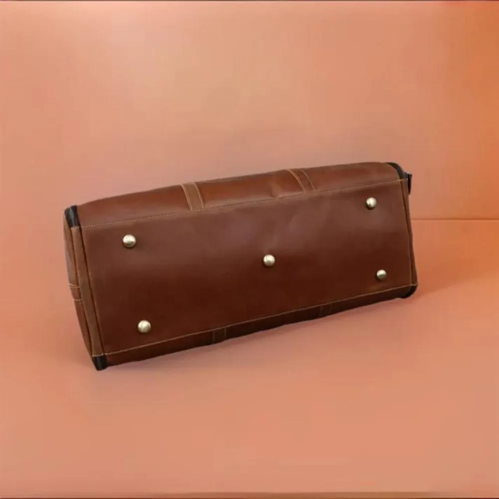 Classic Garment Leather Brown Duffle Bag