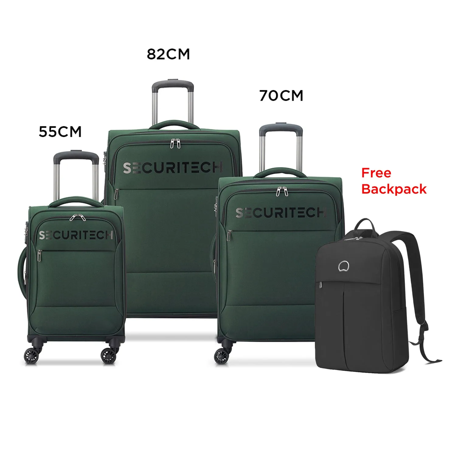 Delsey Vanguard 3Piece Set Expandable Luggage Trolley    Free Delsey Agreable Backpack