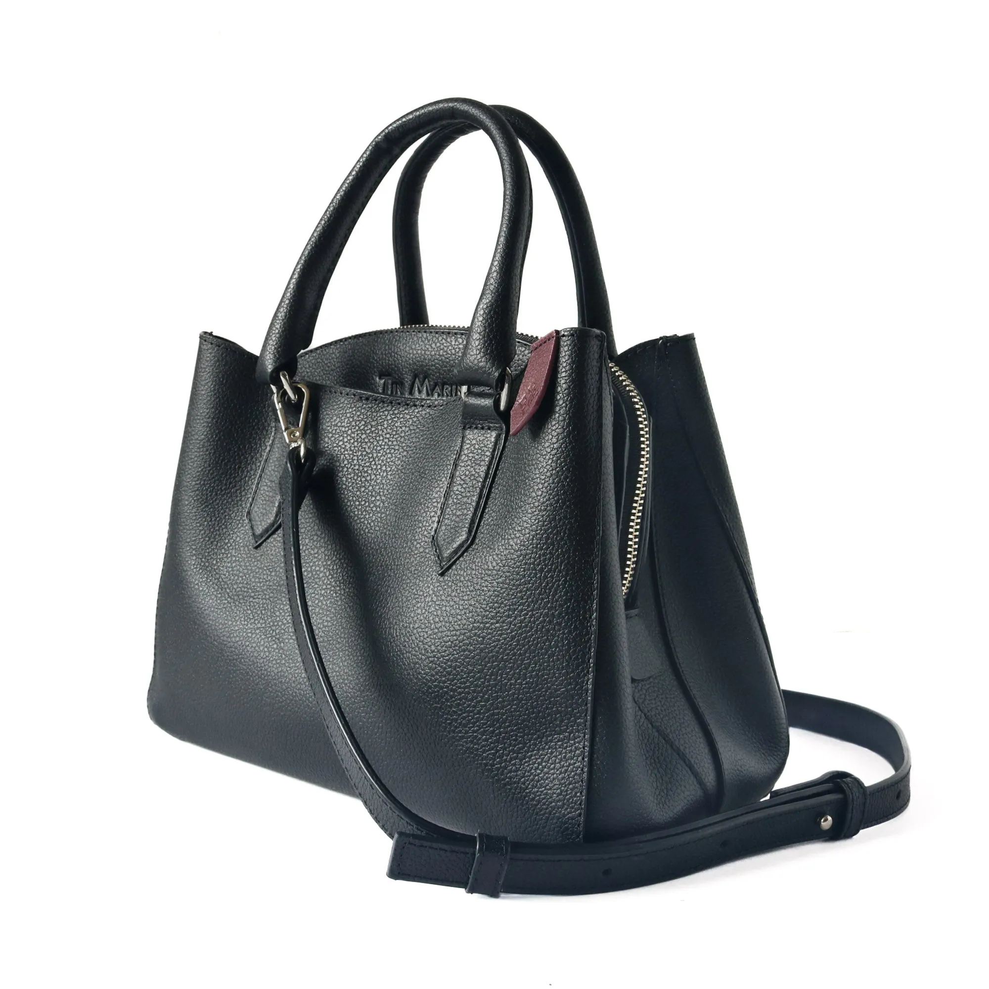 Emma Leather Satchel - Black