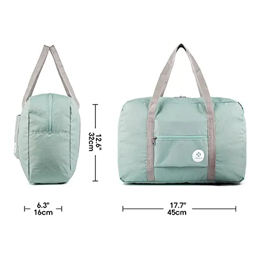 For Spirit Airlines Foldable Travel Duffel Bag Tote Carry on Luggage Sport Duffle Weekender Overnight for Women and Girls (1112 Mint Green)