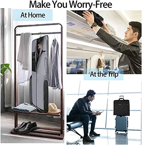 Garment Bags for Travel, Large Suit Travel Bag for Men Women with Shoulder Strap, Mancro Foldable Carry On Garment Bag Gifts for Business Trip - 2 in 1 Hanging Suitcase Luggage Bags for Travel, Black