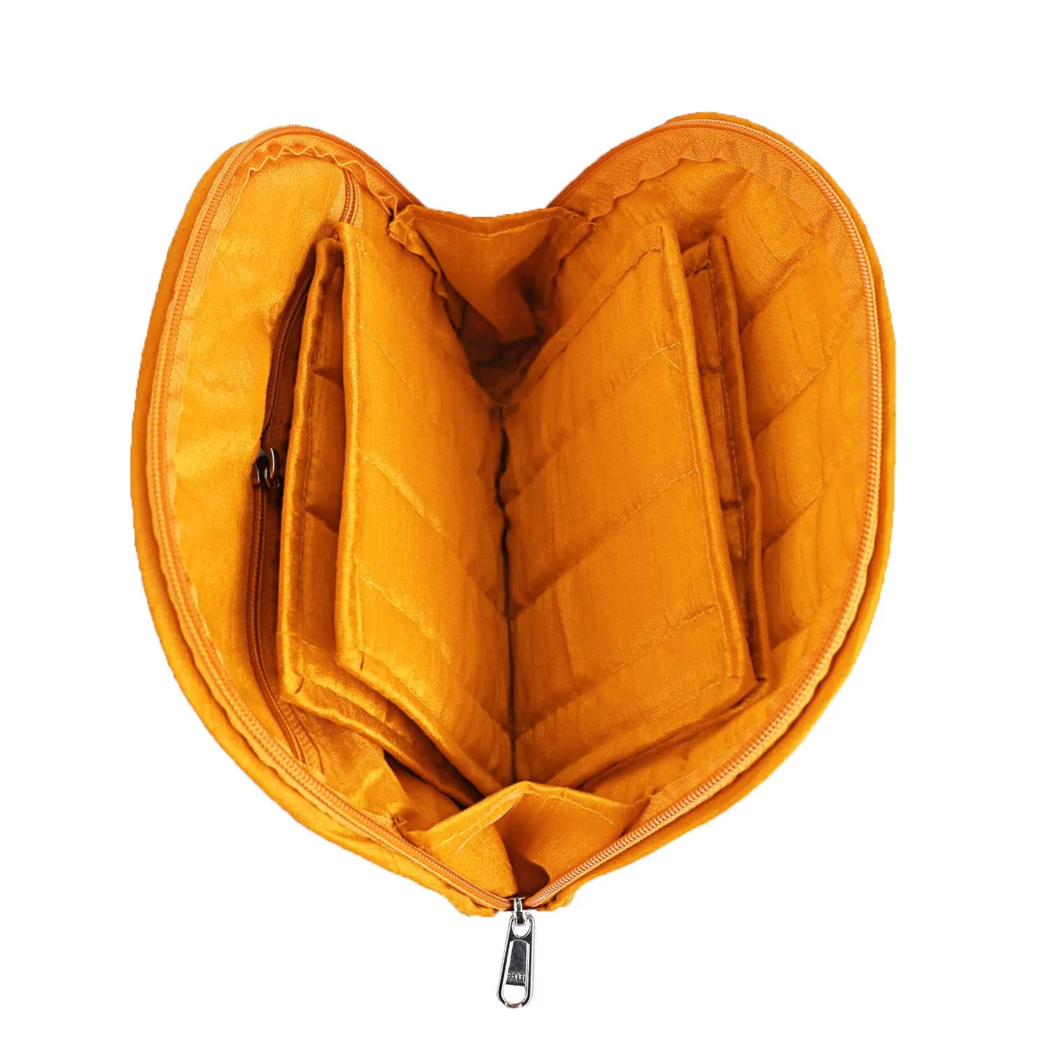 Heart Home Polyester Jacquard Print Toiletry Organizer with 4 Transparent Poches & 1 Extra Compartment,Zipper Closure,Pack of 2 (Yellow)