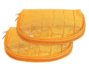 Heart Home Polyester Jacquard Print Toiletry Organizer with 4 Transparent Poches & 1 Extra Compartment,Zipper Closure,Pack of 2 (Yellow)