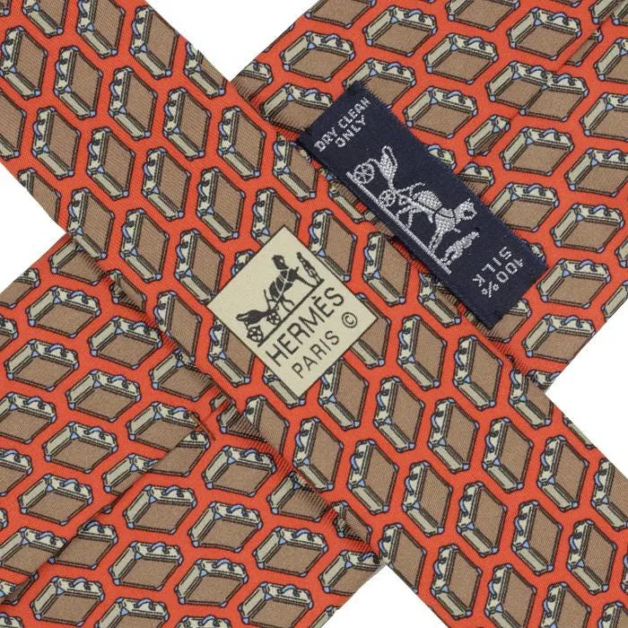 Hermes Men's Silk Tie Briefcases Pattern 5353