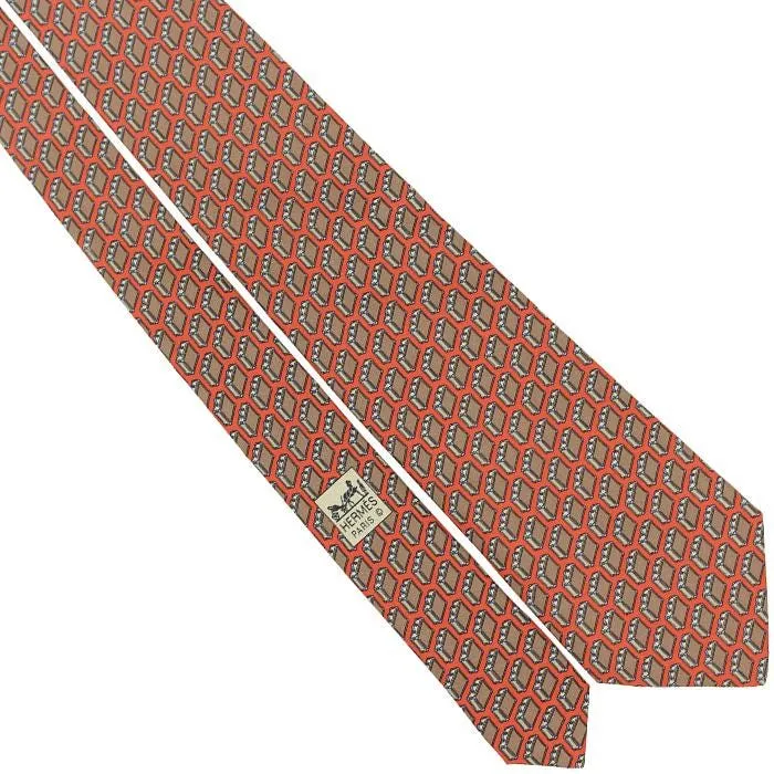 Hermes Men's Silk Tie Briefcases Pattern 5353