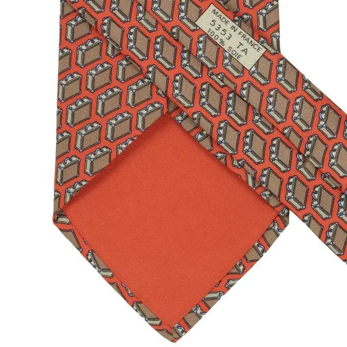 Hermes Men's Silk Tie Briefcases Pattern 5353