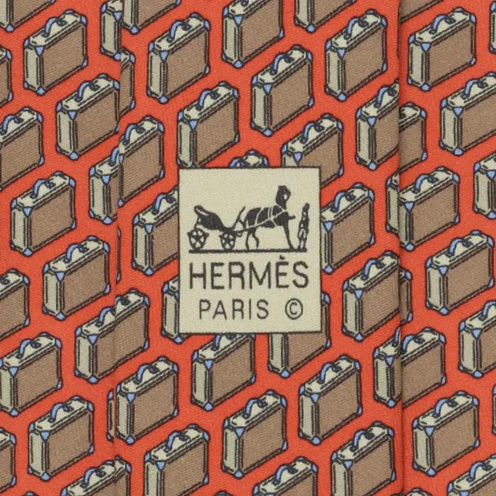 Hermes Men's Silk Tie Briefcases Pattern 5353