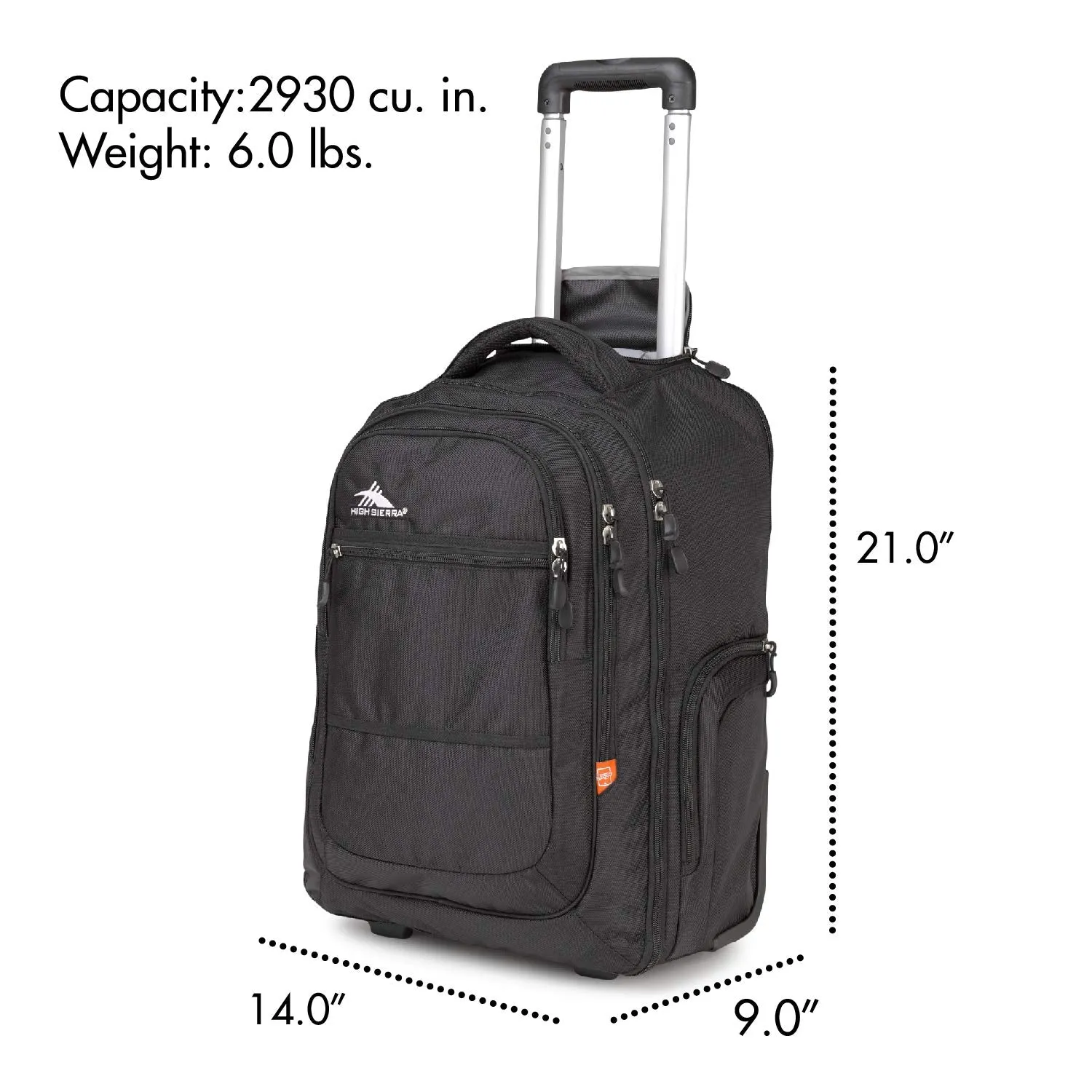 High Sierra Rev Wheeled Laptop Backpack, Black