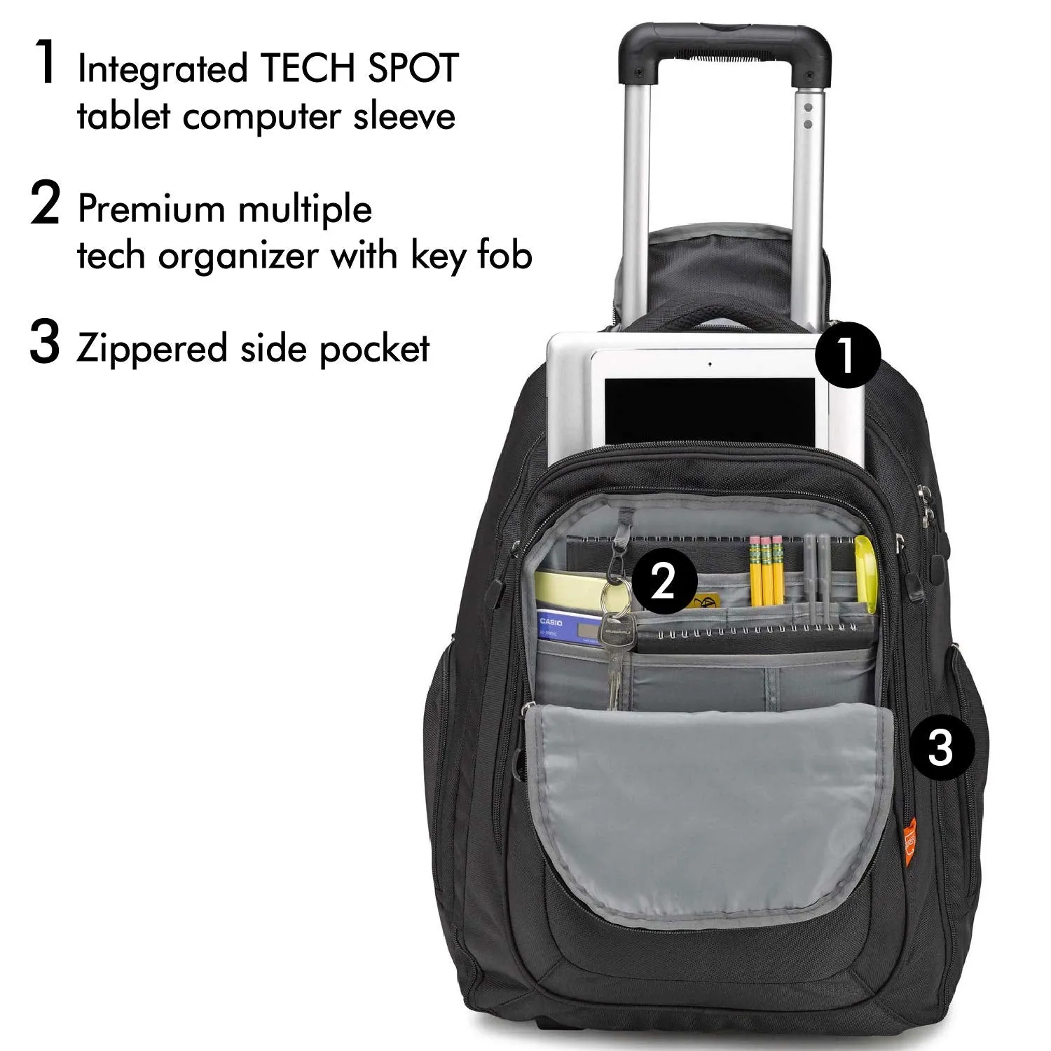 High Sierra Rev Wheeled Laptop Backpack, Black