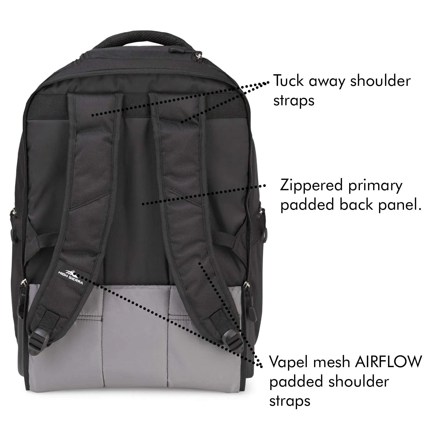 High Sierra Rev Wheeled Laptop Backpack, Black