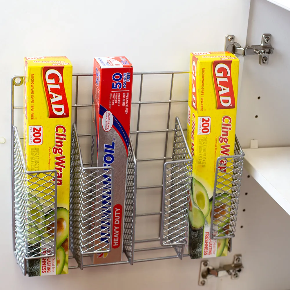 Home Basics Over the Cabinet Vinyl Coated Steel Wrap Organizer, Silver