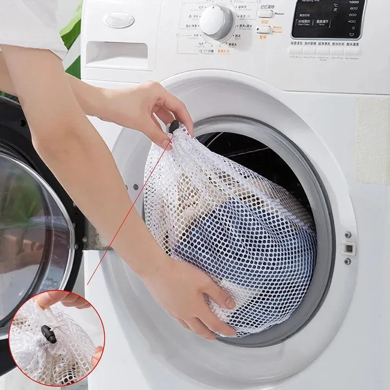 Laundry Mesh Bag, Durable Mesh Material, Drawstring Closure, Multipurpose Use, Protects Clothes, Available in Multiple Sizes