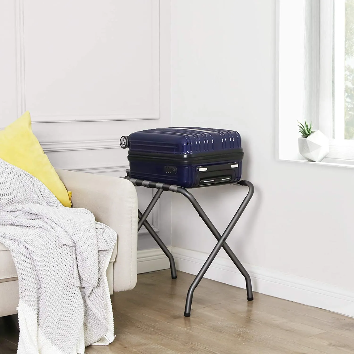 Metal Folding Luggage Rack, Pack of 2, Gray