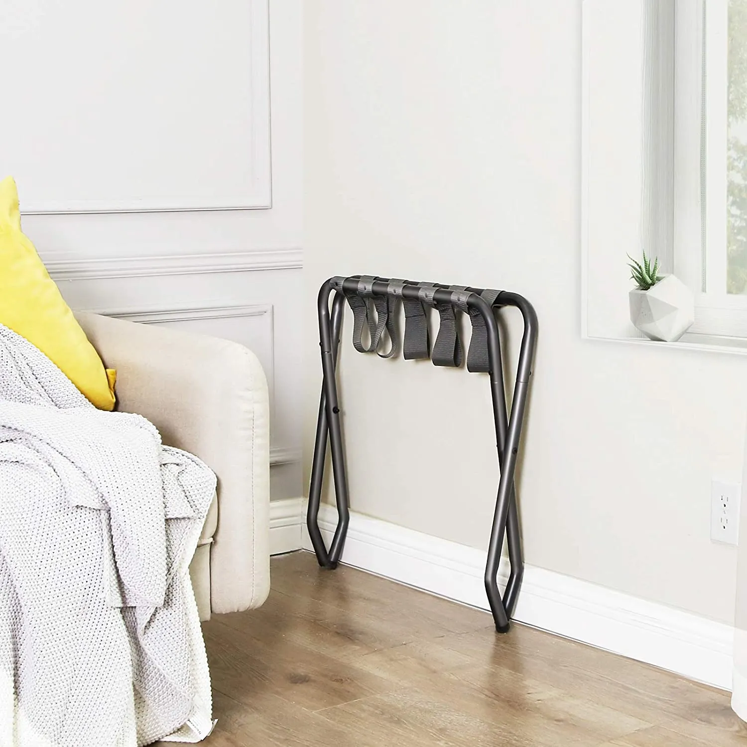 Metal Folding Luggage Rack, Pack of 2, Gray