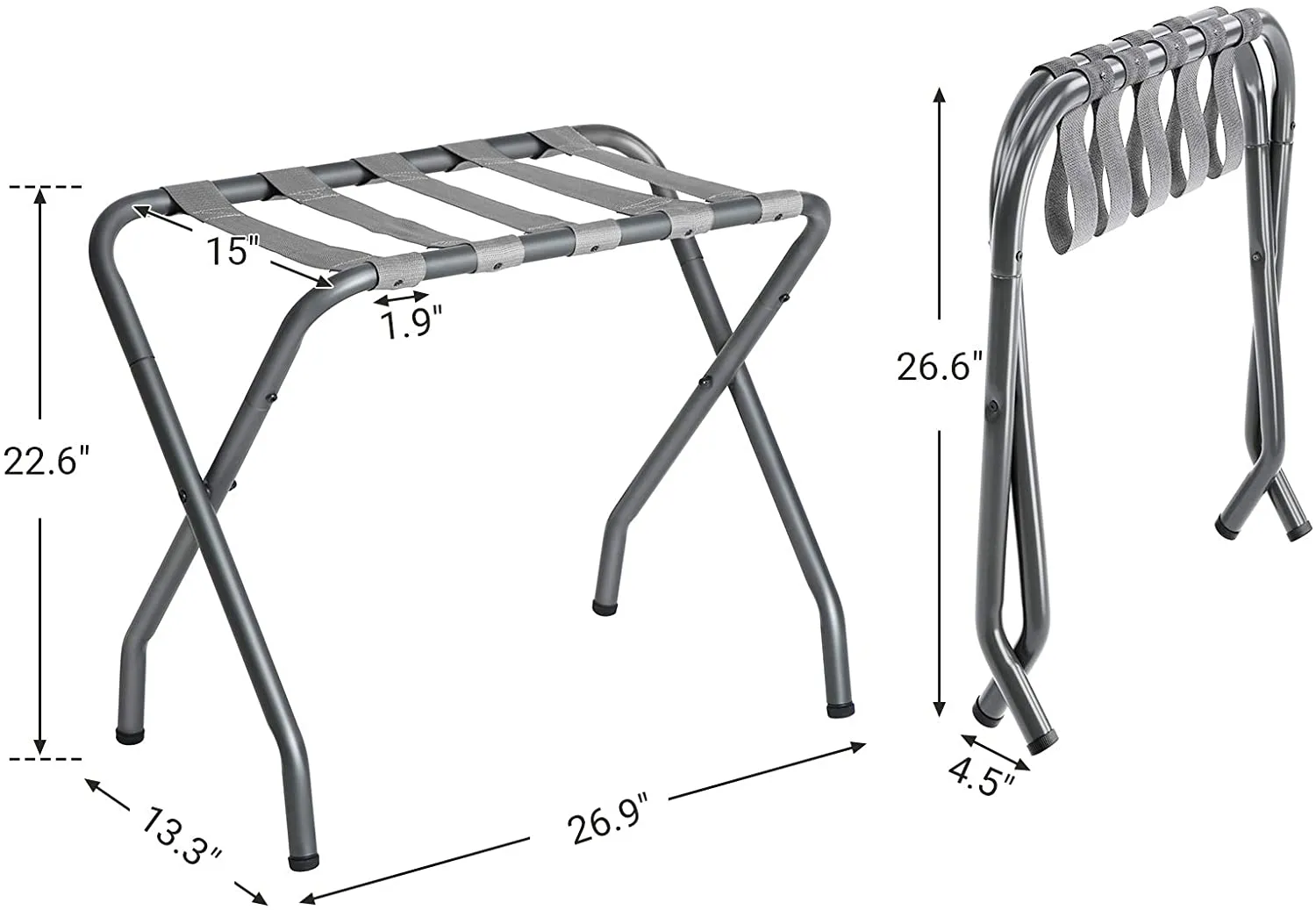 Metal Folding Luggage Rack, Pack of 2, Gray