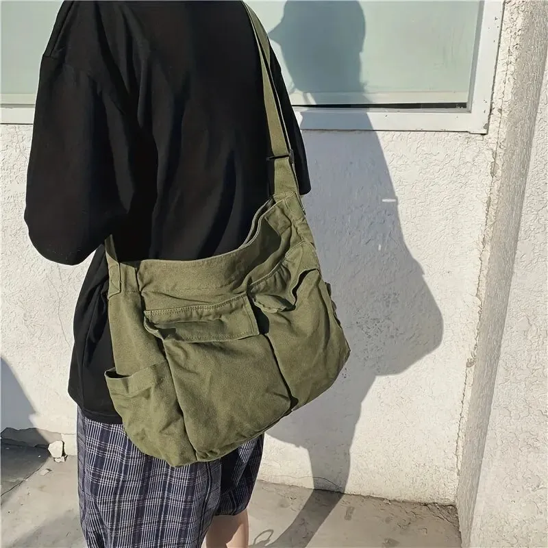 Modern Large Capacity Canvas Women's Satchel Shoulder Handbag Casual Messenger Crossbody Bags