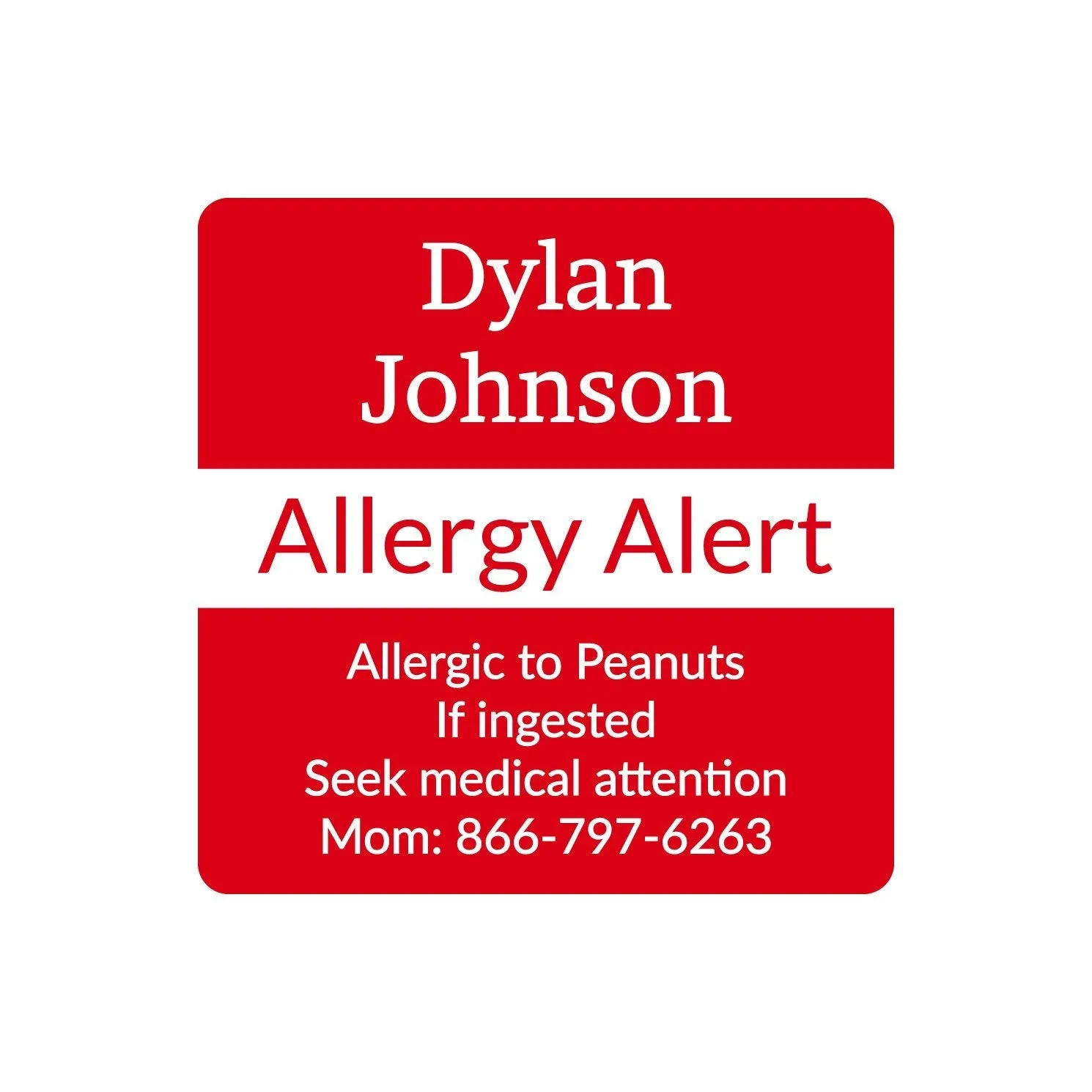 One Color Allergy Labels