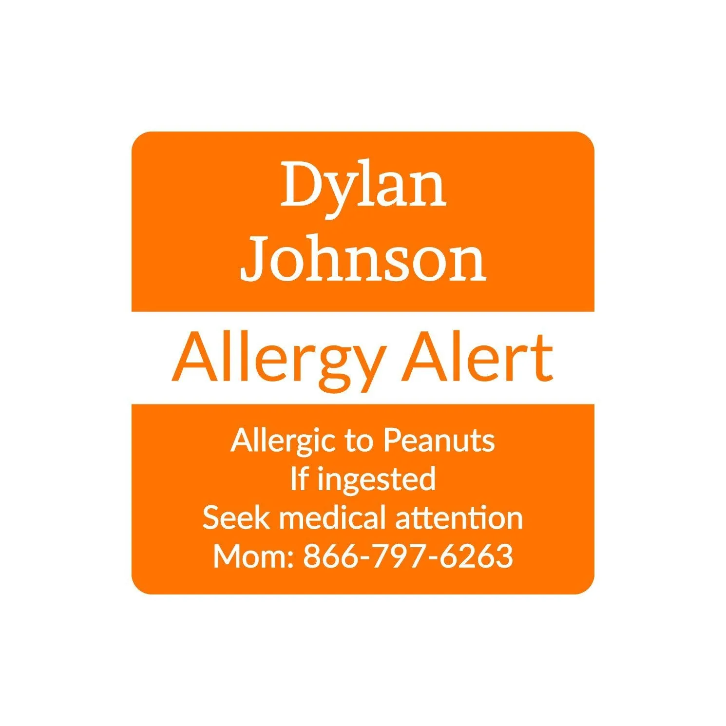 One Color Allergy Labels