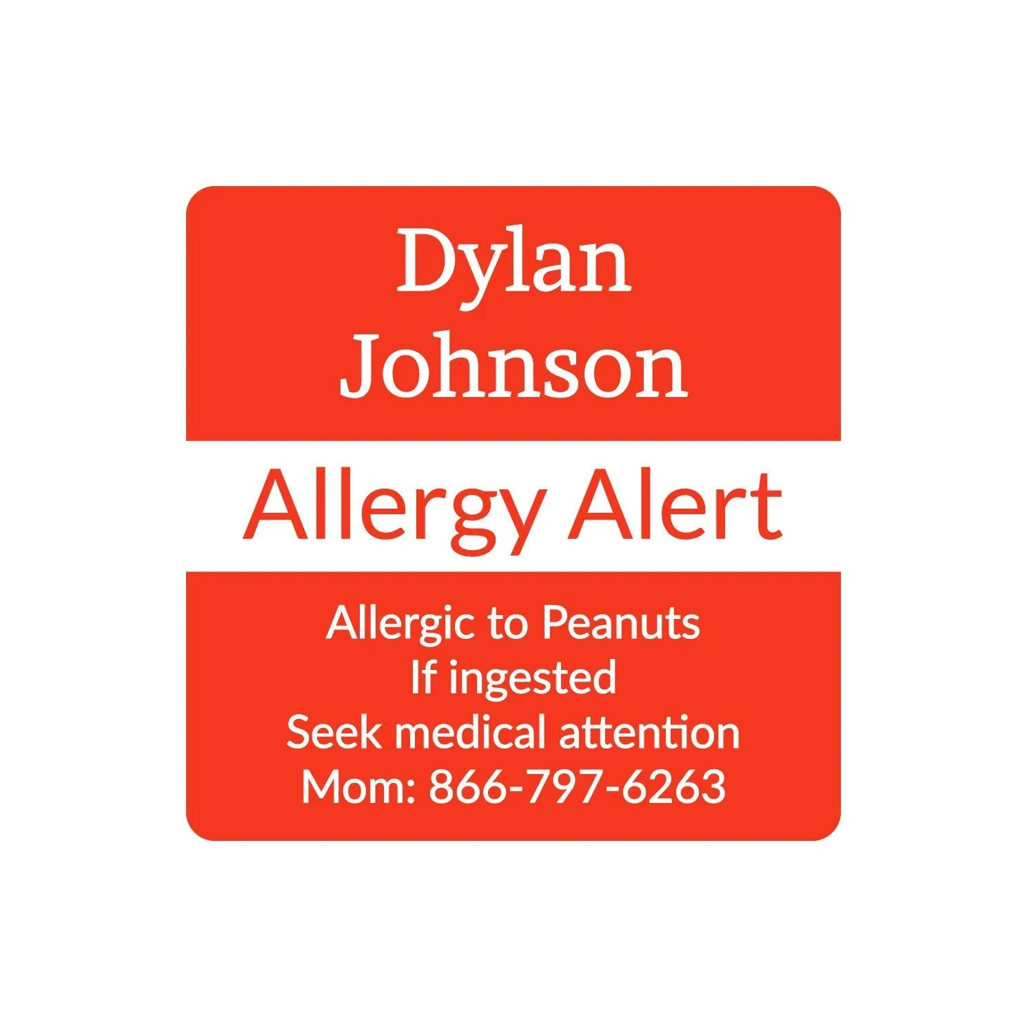 One Color Allergy Labels