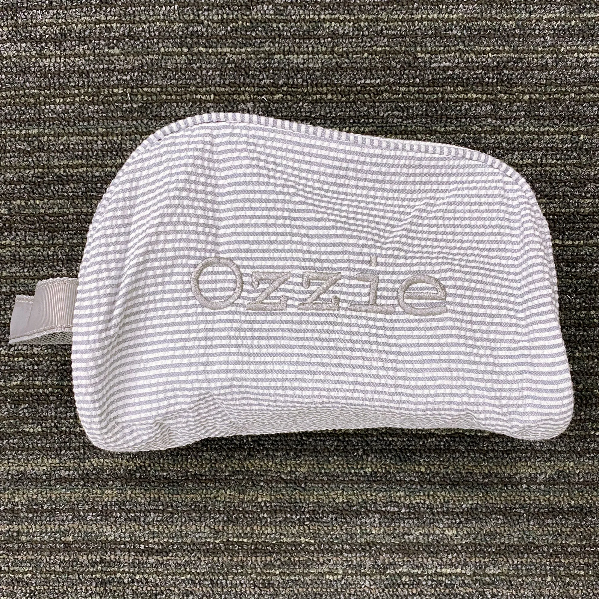 Personalized Seersucker Grey Traveler Pouch