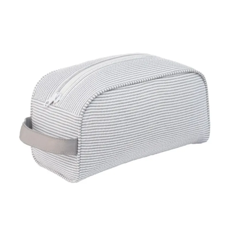Personalized Seersucker Grey Traveler Pouch