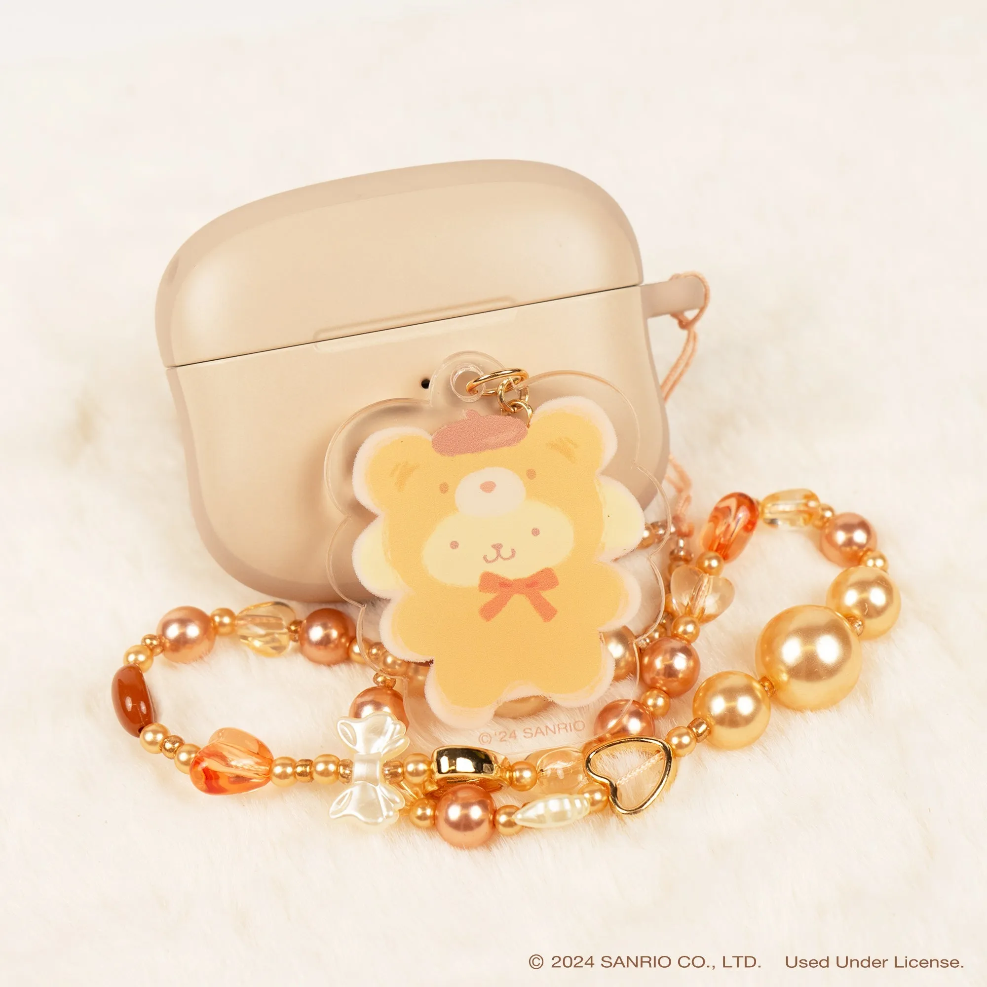 Pompompurin Latte Bear Beaded Charm Mobile Phone Wrist Strap