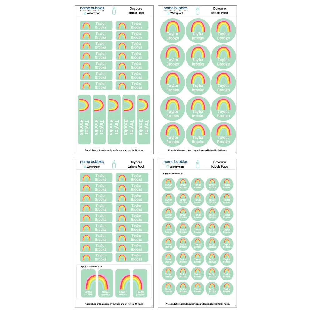 Rainbows Daycare Labels Pack